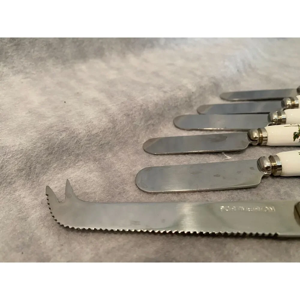 Portmeirion Botanic Garden Cheese Knife and 5 Spreaders Flowers‎ Ceramic